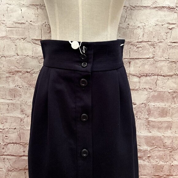 See By Chloe Womens Ink Navy Blue Button Front Midi Skirt Size 36 NEW - Picture 2 of 4
